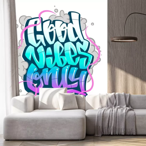 Sticker Graffiti Inscription Good Vibes Only. Vector handwritten lettering