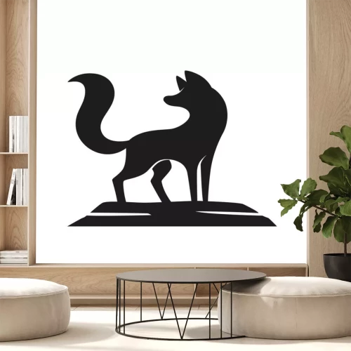 Sticker Silhouette of the fox on a white background
