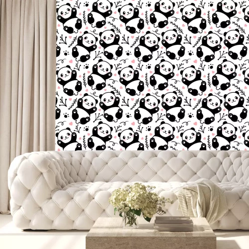 Behang Panda klein schattig patroon voor kinderen