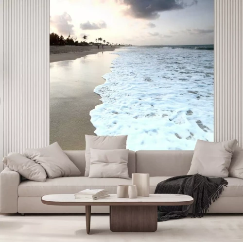 Fotobehang Schuimende golven en de oceaan