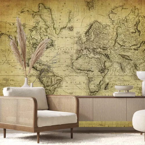 Fotobehang Historische kaart van de wereld