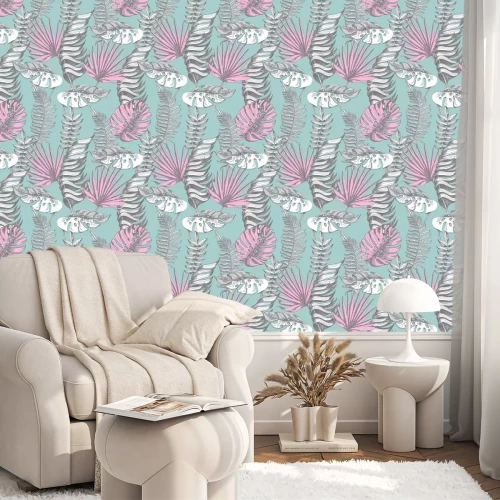 Behang Delicate tropische bladplanten