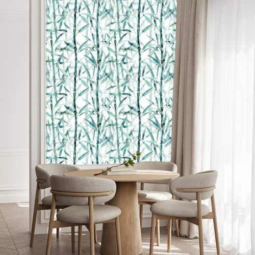 Behang Blauwe bamboetakken