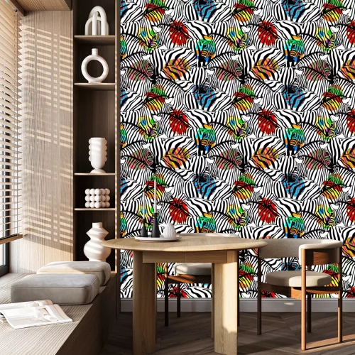 Behang Zebra's en gekleurde eieren