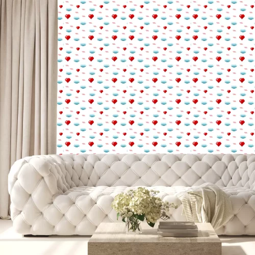 Behang Harten gemaakt van pixels