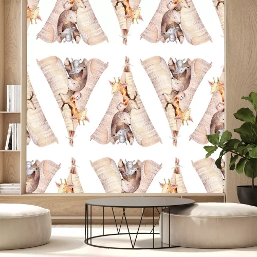 Sticker Dieren van verschillende soorten in een Indiase wigwam