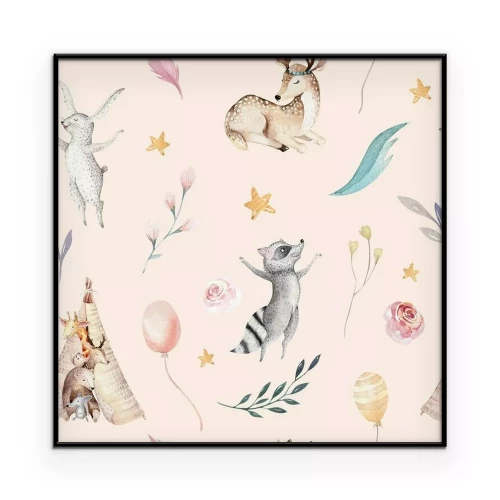 Poster Boho-patroon met dieren