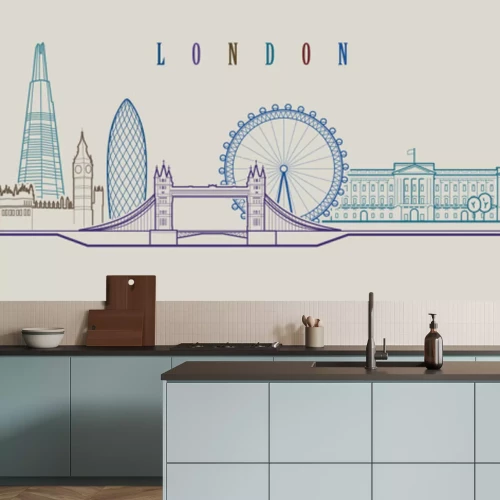 Sticker Skyline van Londen. Vector achtergrond. Overzicht grafische illustratie.
