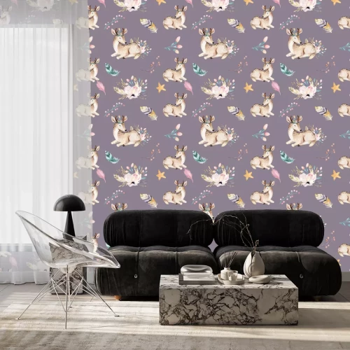 Behang Ethno patroon met herten