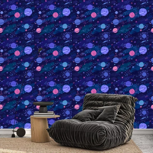 Behang Vectorruimte naadloos patroon met ster en planeet