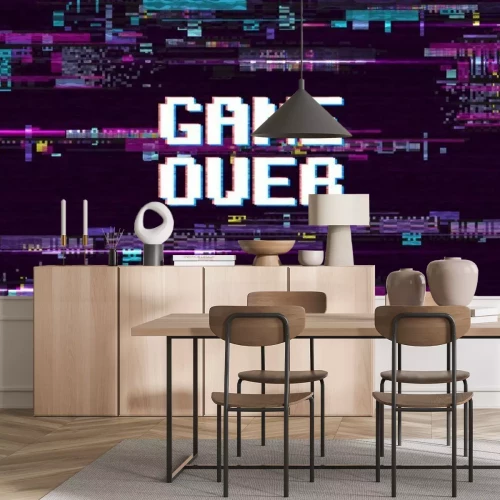 Fotobehang Game over-tekst op een gepixelde achtergrond
