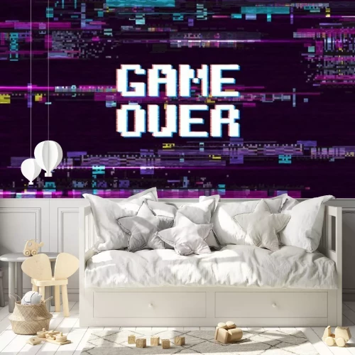 Fotobehang Game over-tekst op een gepixelde achtergrond