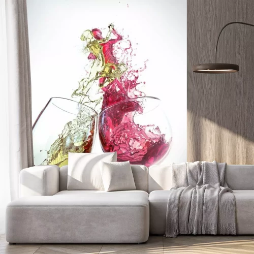 Sticker Rode wijn en witte wijn Splash is de vorm van een man en een vrouw die dansen