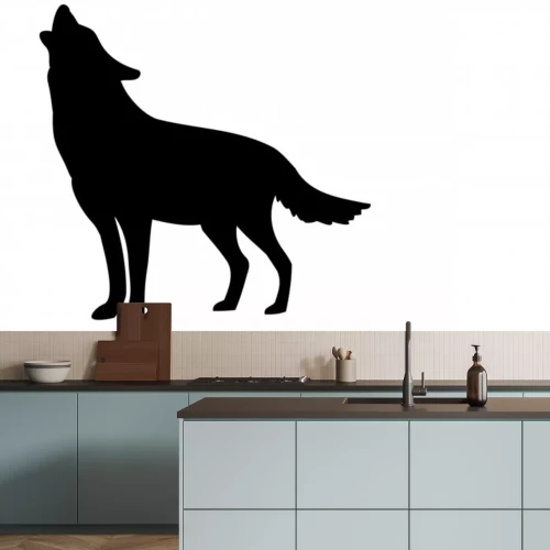 Sticker Zwart-wit tekening van een huilende wolf