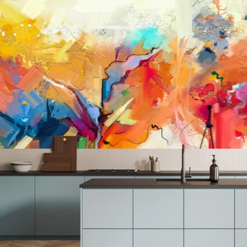 Fotobehang Abstractie in kleuren in olieverfstijl