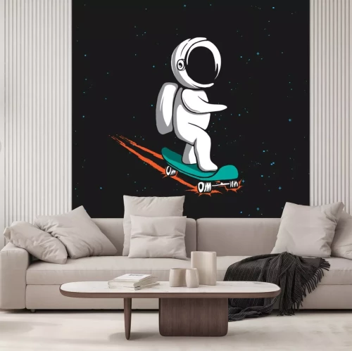 Sticker Ruimteastronaut die op een skateboard rijdt