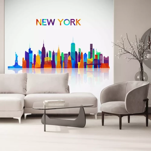 Sticker De horizonsilhouet van New York in kleurrijke geometrische stijl. Symbool voor uw ontwerp. Vector illustratie.