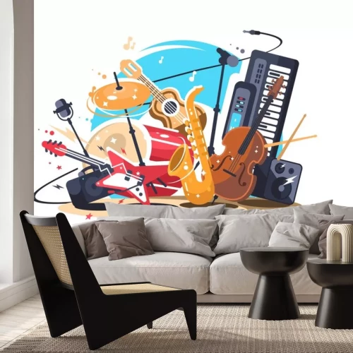 Sticker Muziekinstrumenten op het podium