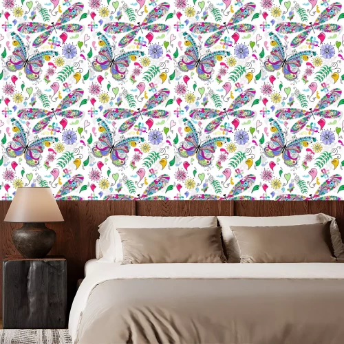 Behang Kleurrijke siervlinders