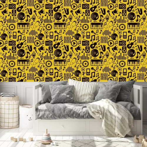 Behang Vector muziek naadloos patroon met pictogrammen