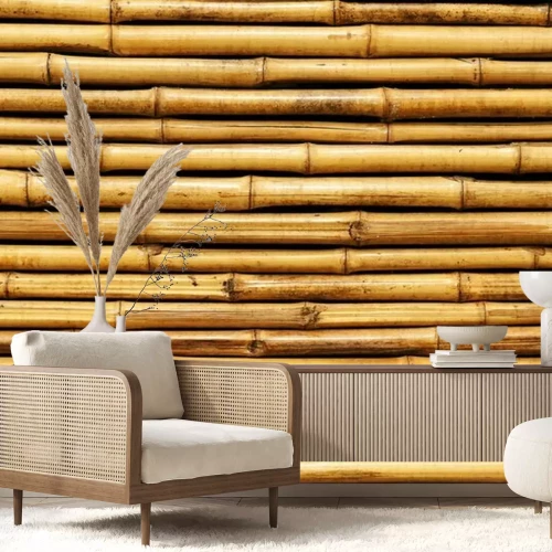 Fotobehang Horizontale bamboestengels