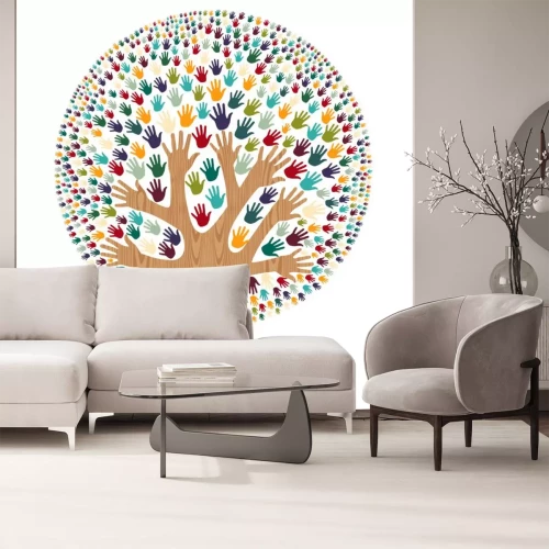 Sticker Geïsoleerde Diversiteit Boom handen