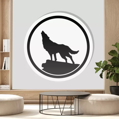 Sticker wolf. eenvoudig pictogram. Stickerstijl met witte rand en eenvoudige schaduw op grijze achtergrond