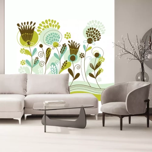 Sticker Bloemen op een groene afbeelding