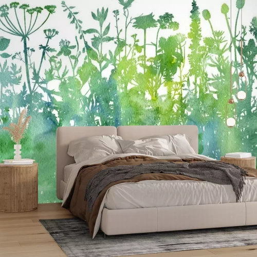 Fotobehang Aquarel veldplanten