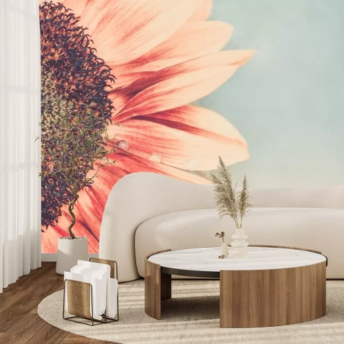 Sticker Zonnebloem in een vintage foto