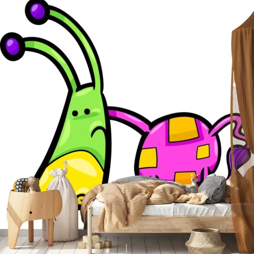 Sticker Grappig kleurrijk cartoonschepsel met tentakels