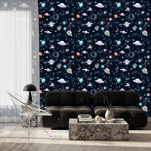 Behang Galaxy constilatie naadloze patroon afdrukken