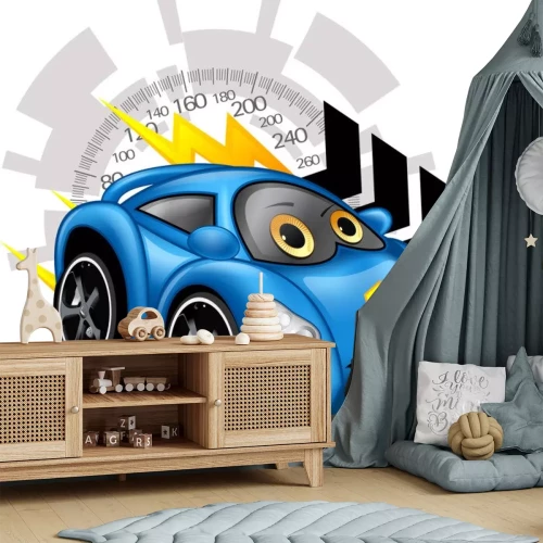 Sticker Raceauto op de achtergrond van de snelheidsklok