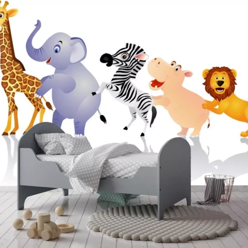 Sticker Vriendelijke dieren gerangschikt in een string