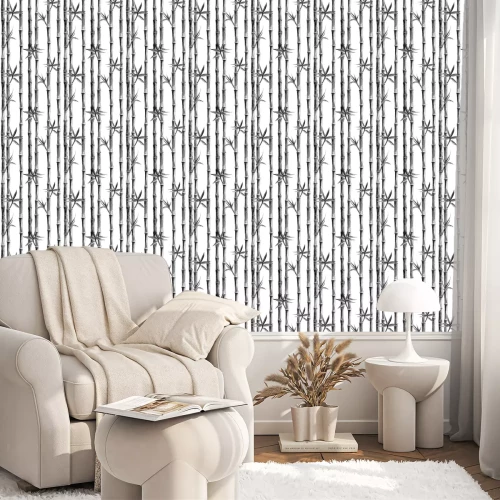 Behang Zwart en wit bamboe