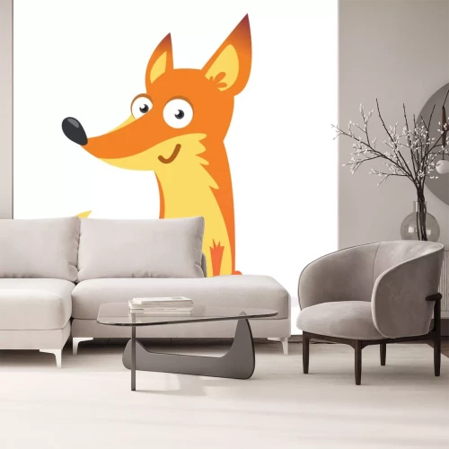 Sticker Verlegen schattige cartoon fox. Vectorillustratie van fox zittend. Geweldig voor decoratie of stickerontwerp