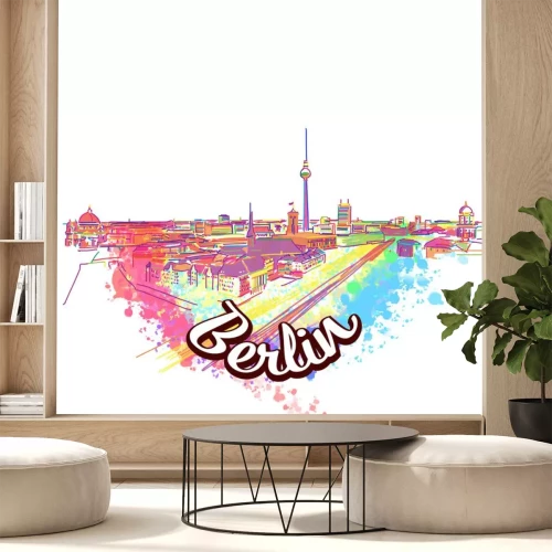 Sticker Berlin Skyline Drawing Art Concept