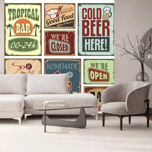 Fotobehang Vintage gastronomische symbolen