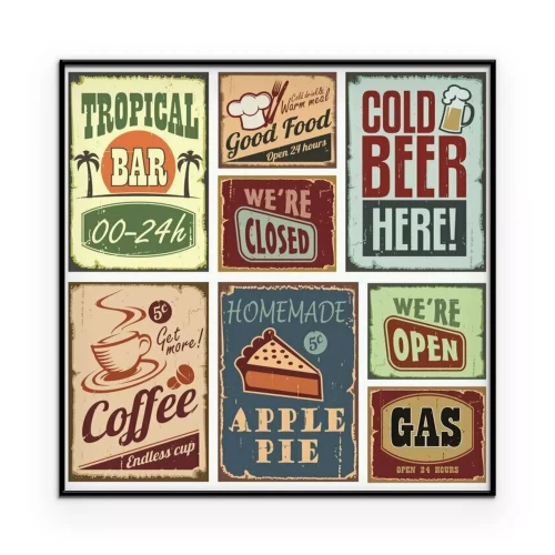 Poster Vintage gastronomische symbolen