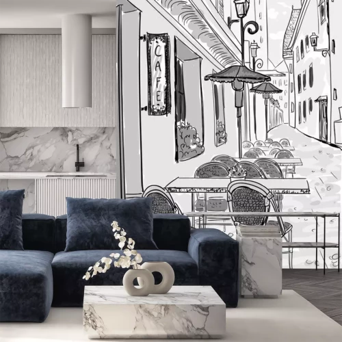 Sticker Straatcafé in het centrum van de oude stad