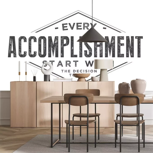 Sticker Elke prestatie begint met de beslissing om te proberen.