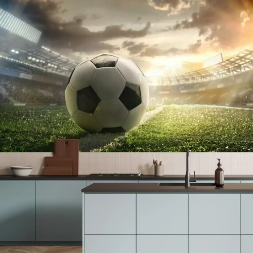 Fotobehang Voetbalveld in de zon