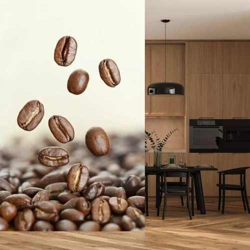 Fotobehang Koffiebonen die naar beneden vallen