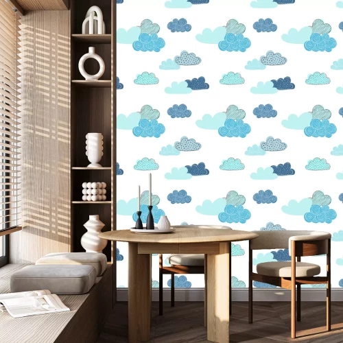 Behang Mooi naadloos patroon van krabbelwolken. ontwerp achtergrond wenskaarten en uitnodigingen en voor babykleding.