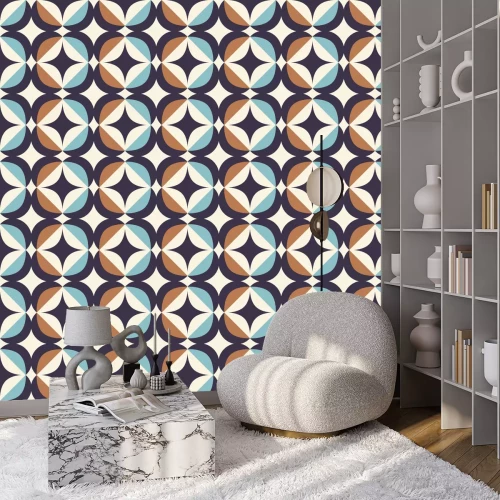 Behang naadloos retro patroon in Skandinavische stijl met geometrische elementen