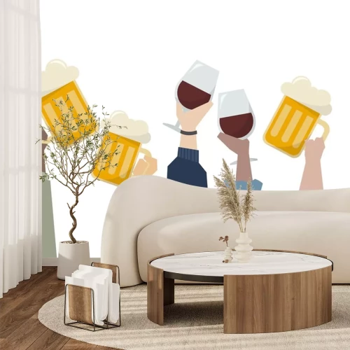 Sticker Illustratie van handen die alcoholdranken houden