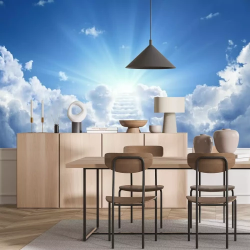 Fotobehang Trappen die naar de hemelse hemel leiden, richting het licht