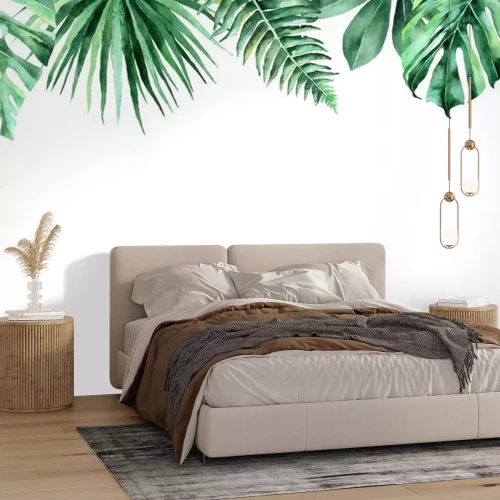 Sticker Bladeren van tropische planten op een witte achtergrond