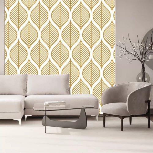 Fotobehang Vector geometrische blad naadloze patroon. Abstracte bladerentextuur.