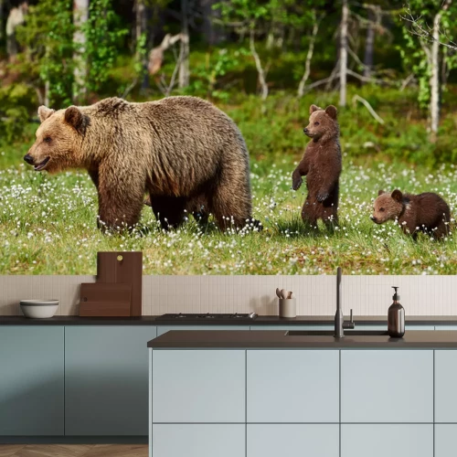 Fotobehang Beren in een open plek in het bos